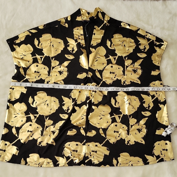 NWT RACHEL ROY. Blouse Women's. Black & Gold Floral Stylish. Size 3X. - Picture 6 of 13